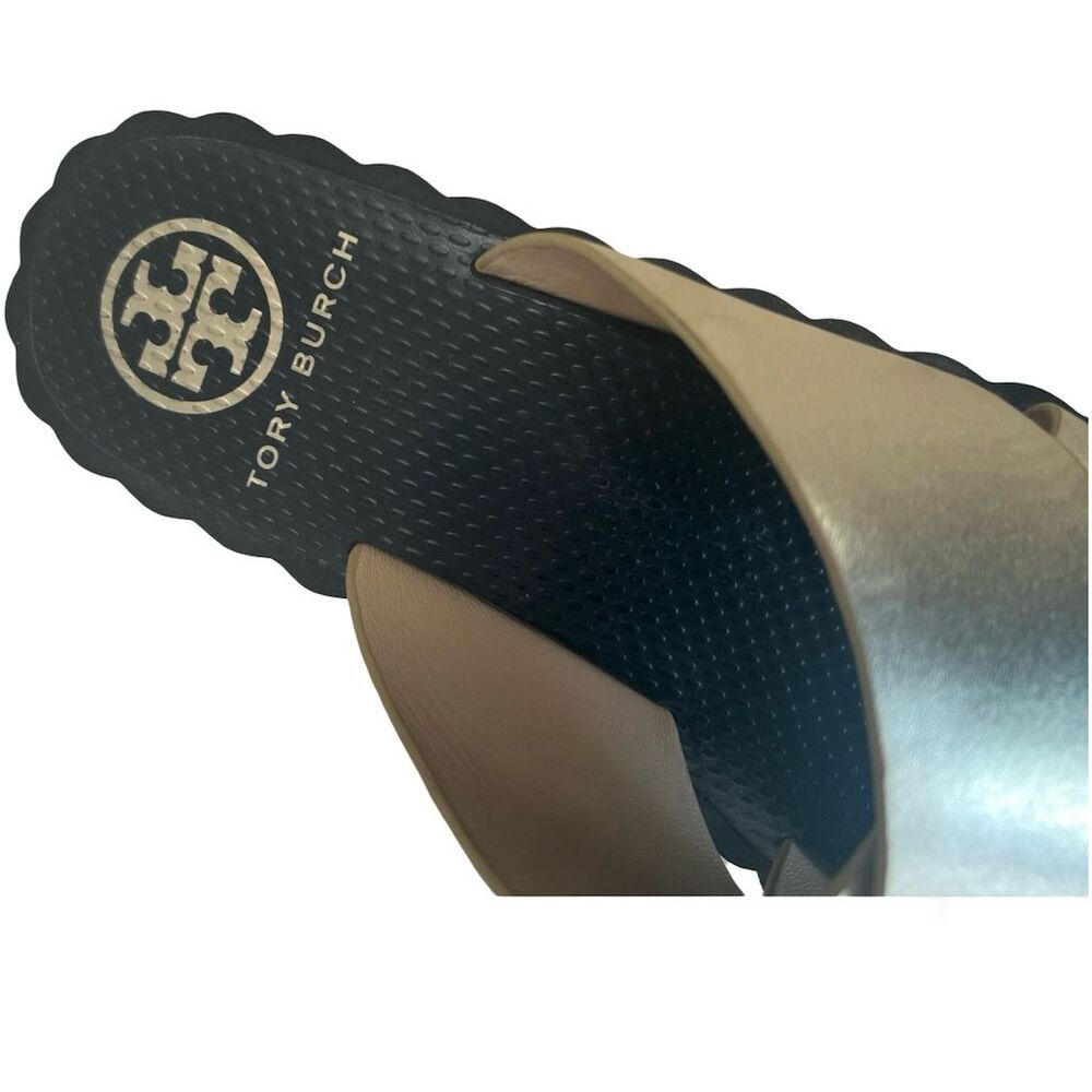 Tory Burch Silver and Black Platform Sandals - Picture 11 of 13